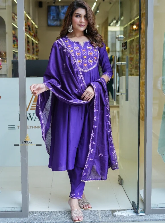 Blue Purple Roman Silk