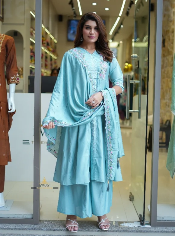 Light Blue Plazo Dress