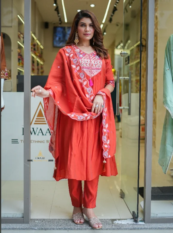 Orange Mul Chanderi